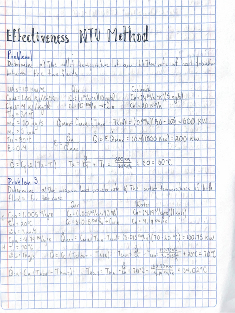 Effectiveness NTU Method | PDF