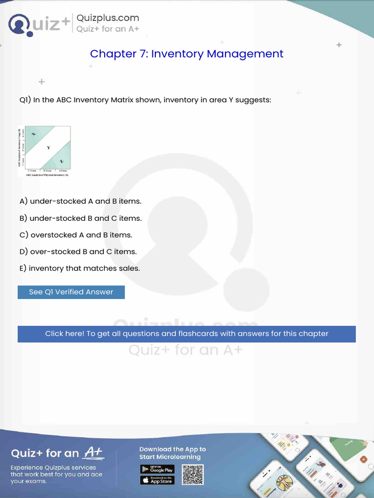 In the ABC Inventory Matrix Shown Inventory in Area Y Suggests | PDF ...