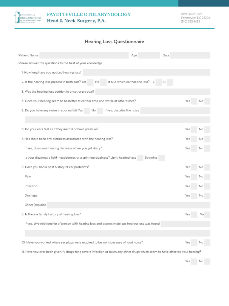 Hearing Loss Questionnaire | PDF | Hearing Loss | Chess