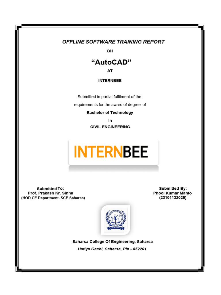 AutoCAD Internship Project Report | PDF