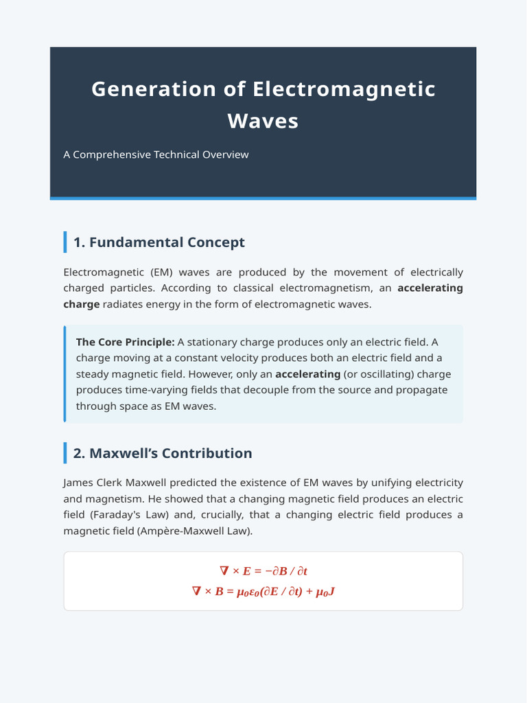 Generation of EM Waves | PDF | Electromagnetic Radiation | Waves