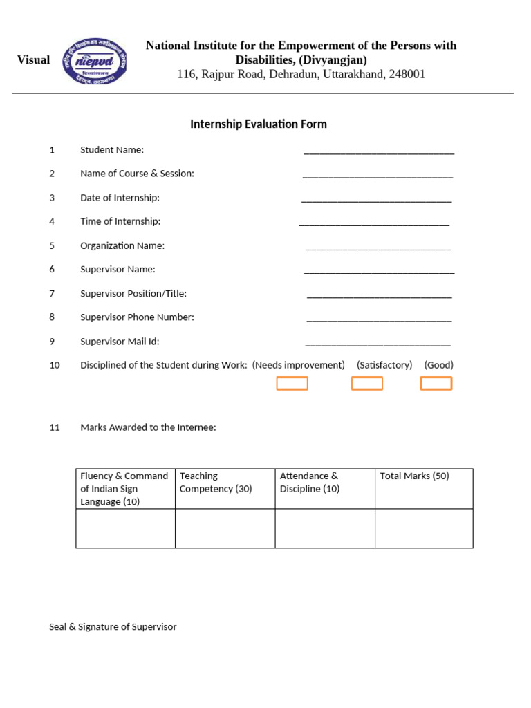 Internship Evaluation Form 1 (1) | PDF