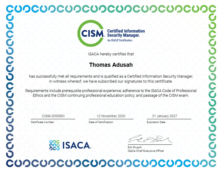 CISM Certificate | PDF