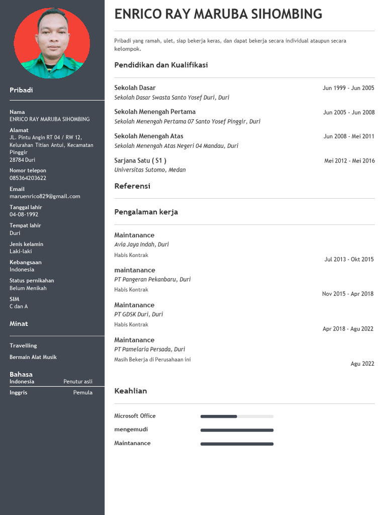 CV Enrico Ray Maruba Sihombing-1 | PDF