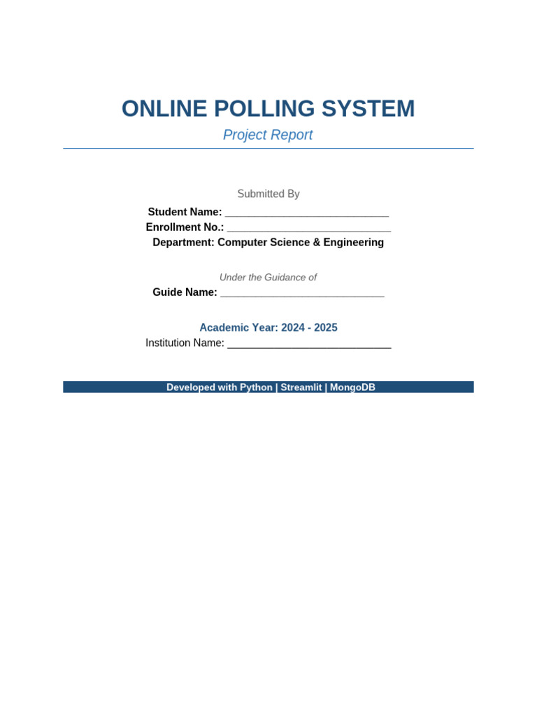 Online Polling System Report | PDF | Databases | Mongo Db