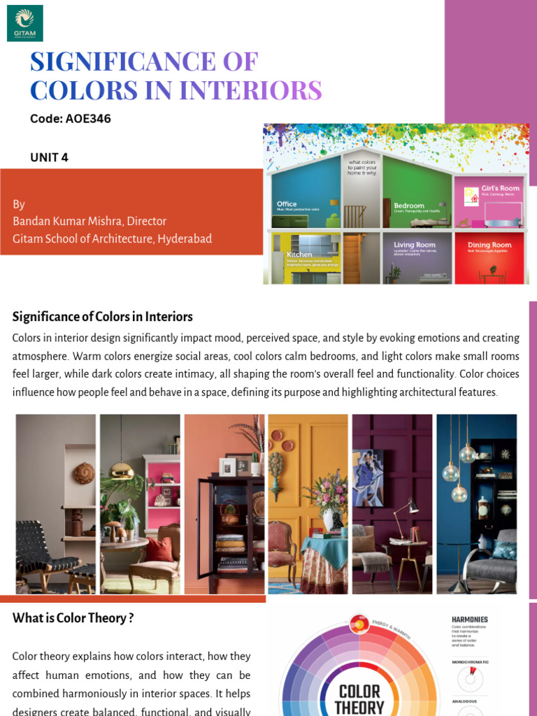 Unit-4 Significance of Colors in Interiors | PDF | Color | Interior Design