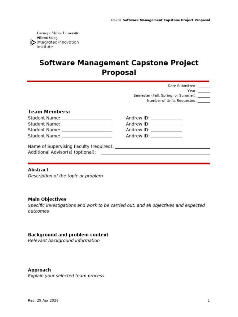 49 791 Sm Capstone Proposal Form 1 | PDF