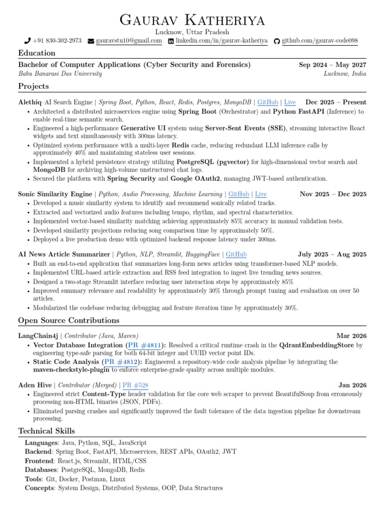 Gaurav Katheriya Resume | PDF | Postgre Sql | Computing