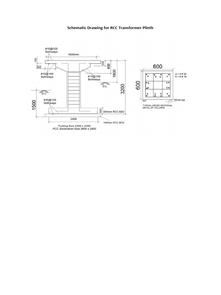 Scematic Drawing for RCC Transformer Plinth | PDF