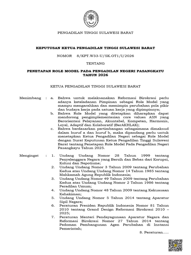 SK Role Model Pasangkayu | PDF