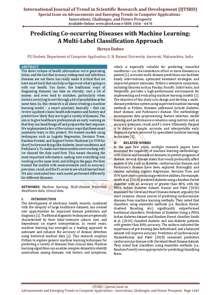 Predicting Co occurring Diseases with Machine Learning A Multi Label ...