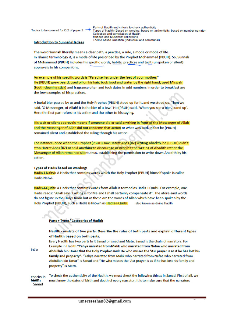 History and Importance of Hadith Paper 2 Q 2 Topic | PDF | Hadith ...