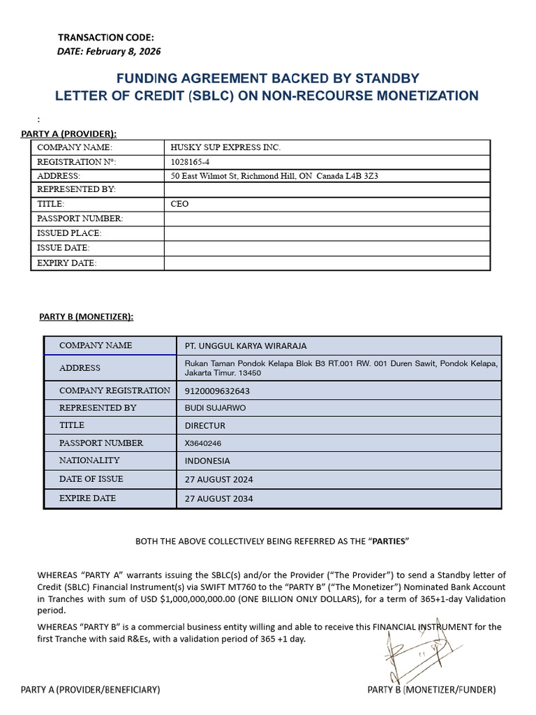 1b Sblc Us Credit Monetization Doa-1.Docx | PDF | Letter Of Credit ...