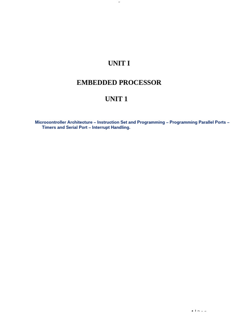 Embedded Systems Unit I and II Notes | PDF | Microcontroller | Assembly ...