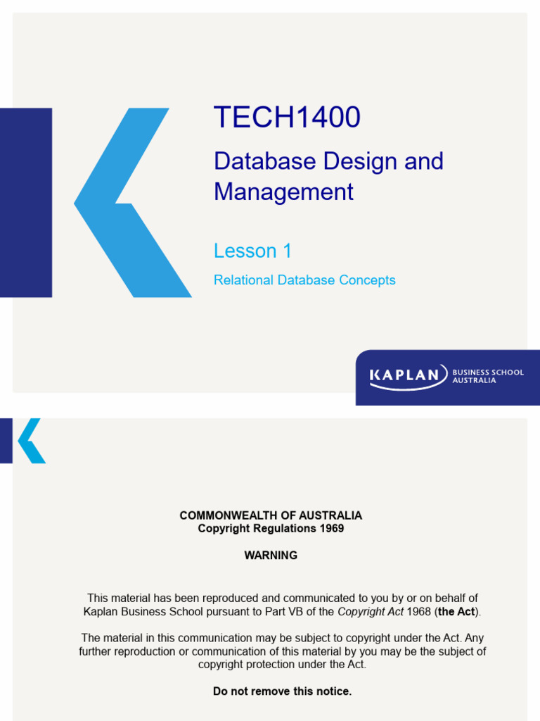 Tech1400 Week 1 | PDF | Databases | Relational Database