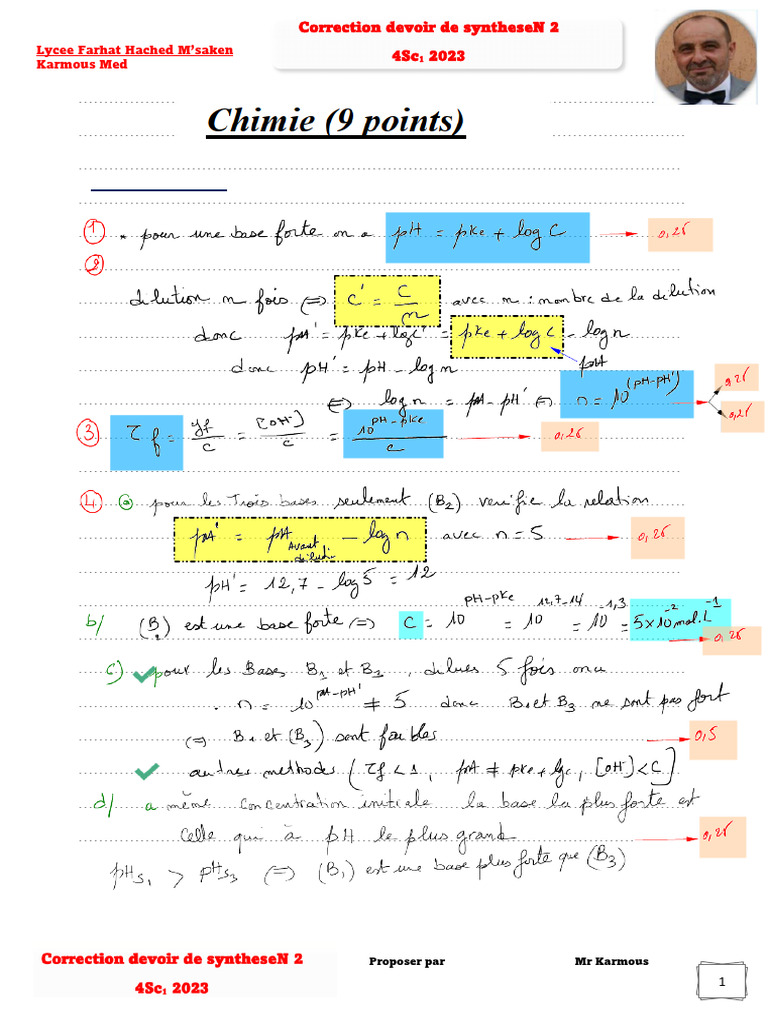 Correction Devoir de Synthese2 4 SC Mars 2023 PDF | PDF
