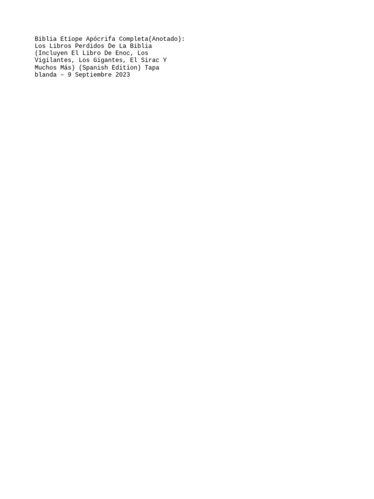 Biblia Etiope Apocrifa Completa | PDF