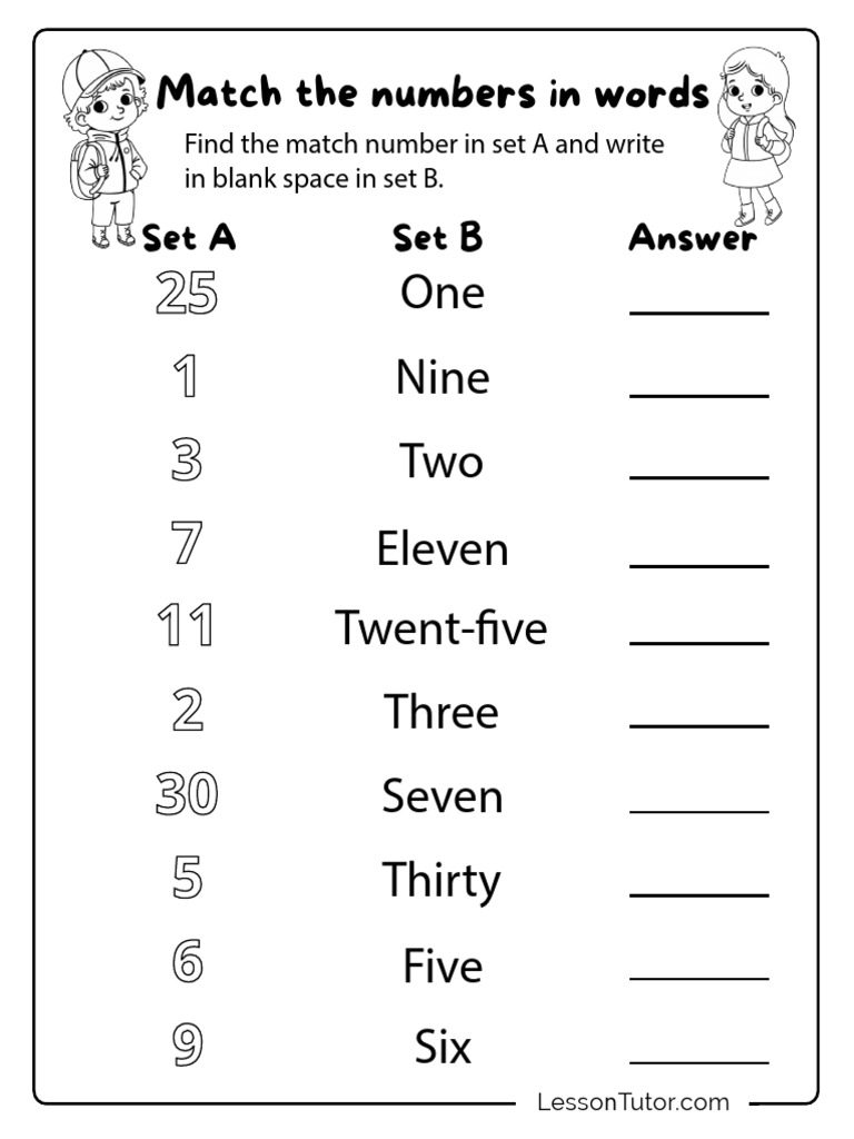Worksheet Mathematics Kindergarten Matching-Activity | PDF