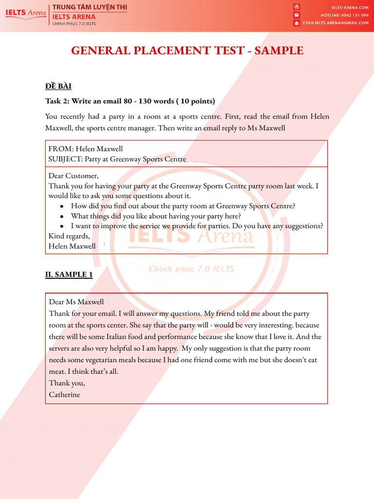 General Placement Test - Writing Sample | PDF