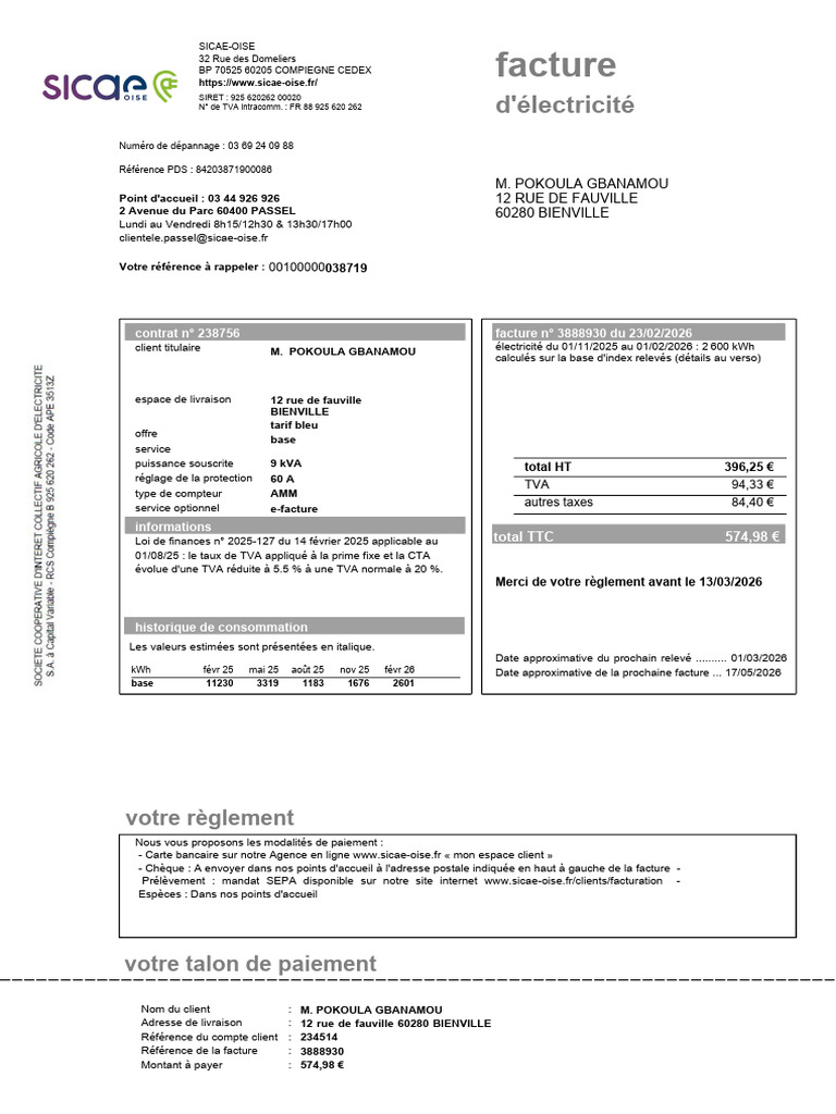 Facture Sicae Pokoula 20260425 222537 0000 | PDF | Taxe sur la valeur ...