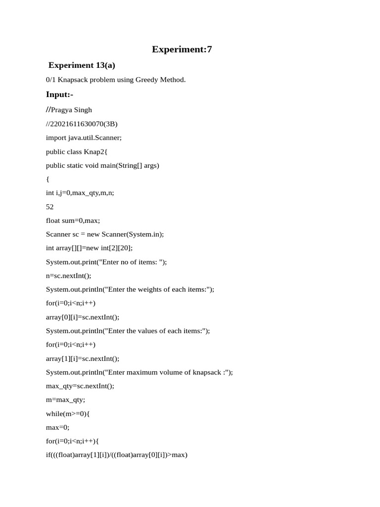 Experiment 7,8 Daa Pragya Singh | PDF | Computational Problems | Algorithms