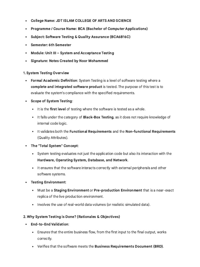 Unit III - System and Acceptance Testing | PDF | Software Testing ...