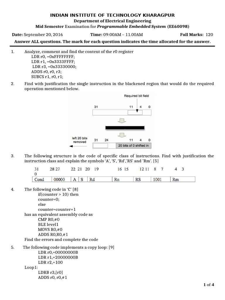 Pes Mid Sem 20092016 | PDF | Computer Architecture | Computer Engineering