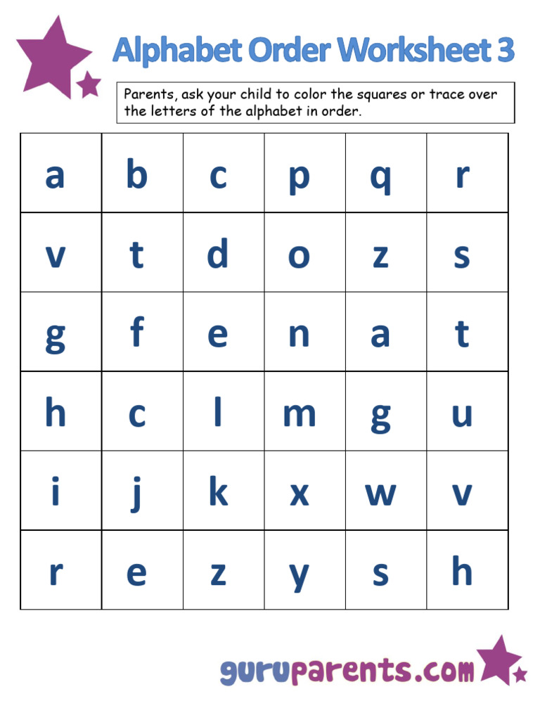 Alphabet Order Worksheet 3 | PDF