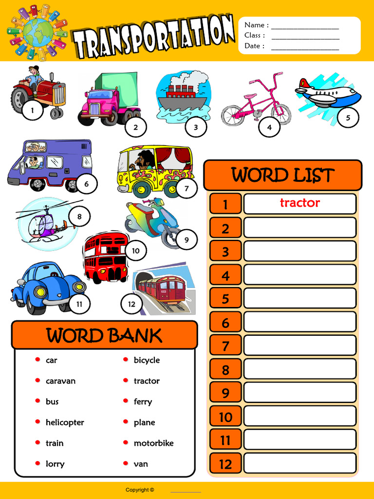 Transportation Esl Vocabulary Find and Write the Words Worksheet for ...