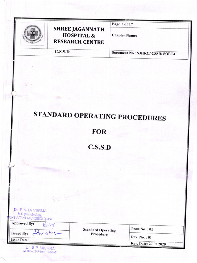 Cssd Sop Master Copy001_removed | PDF