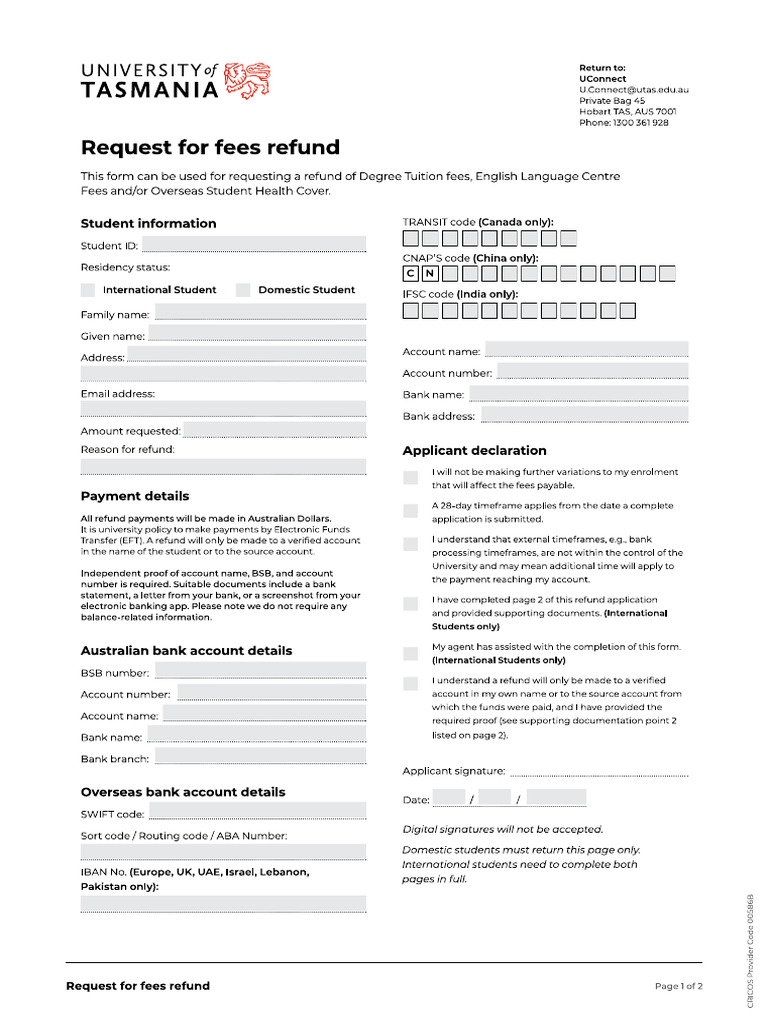 Refund Application | PDF