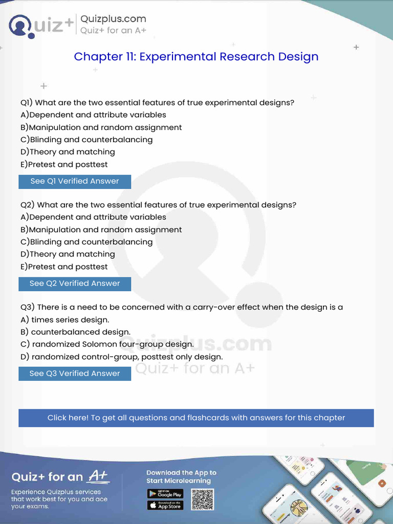 What Are the Two Essential Features of True Experimental Designs | PDF ...