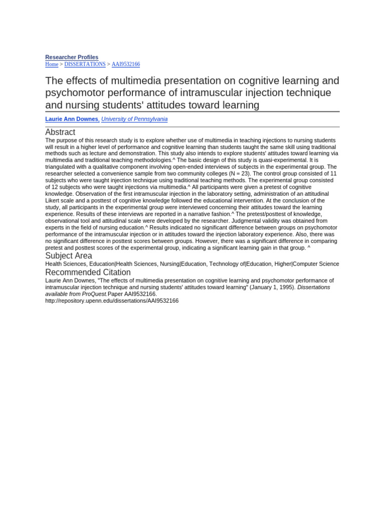 Multimedis effect on Inj adm | PDF | Experiment | Learning