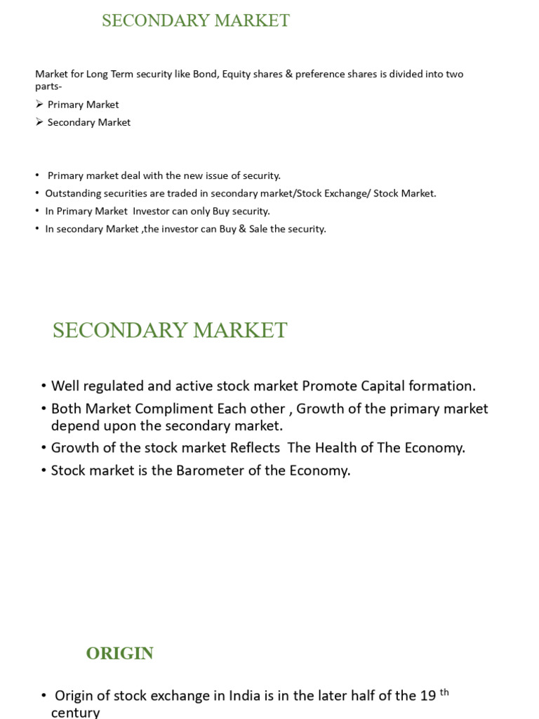 Secondary Market | PDF | Stock Exchange | Securities (Finance)