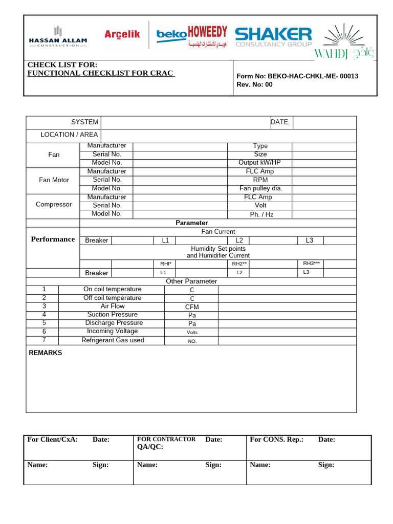 Crac Functional Checklist | PDF