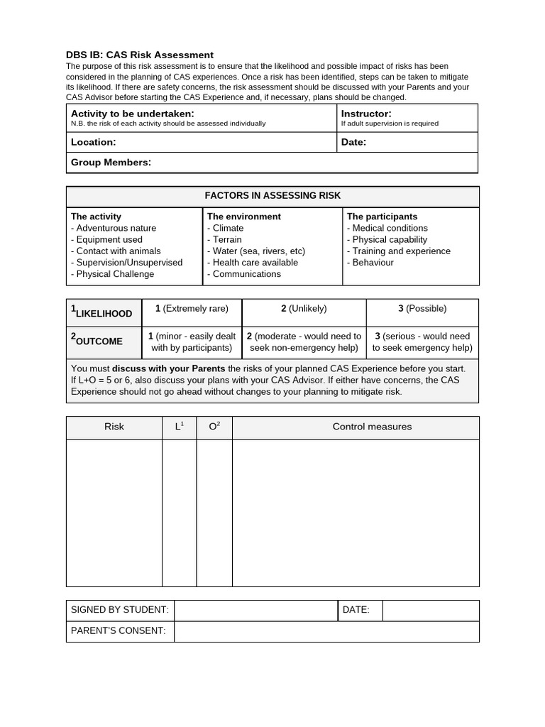 DBS IB_ CAS Risk Assessment Form | PDF