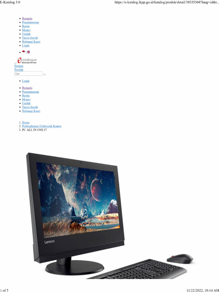 Lenovo Desktop All In One Computer, Keyboard, Mouse | PDF