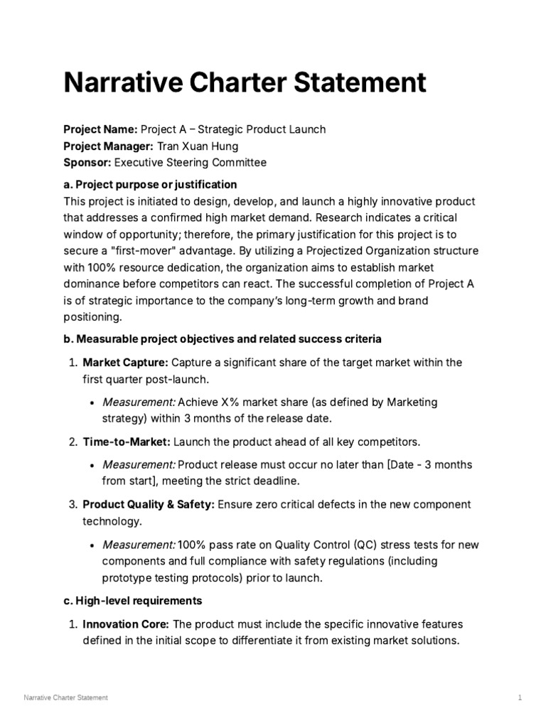 Narrative Charter Statement | PDF | Marketing | Safety