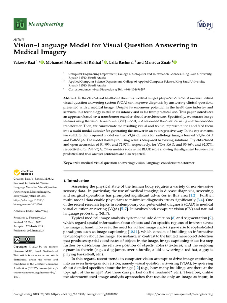 Bazi Vision Language Model for Visual Question Answering in Medical ...