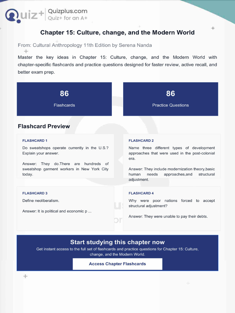 Flashcards for Chapter 15 Culture Change and the Modern World | PDF