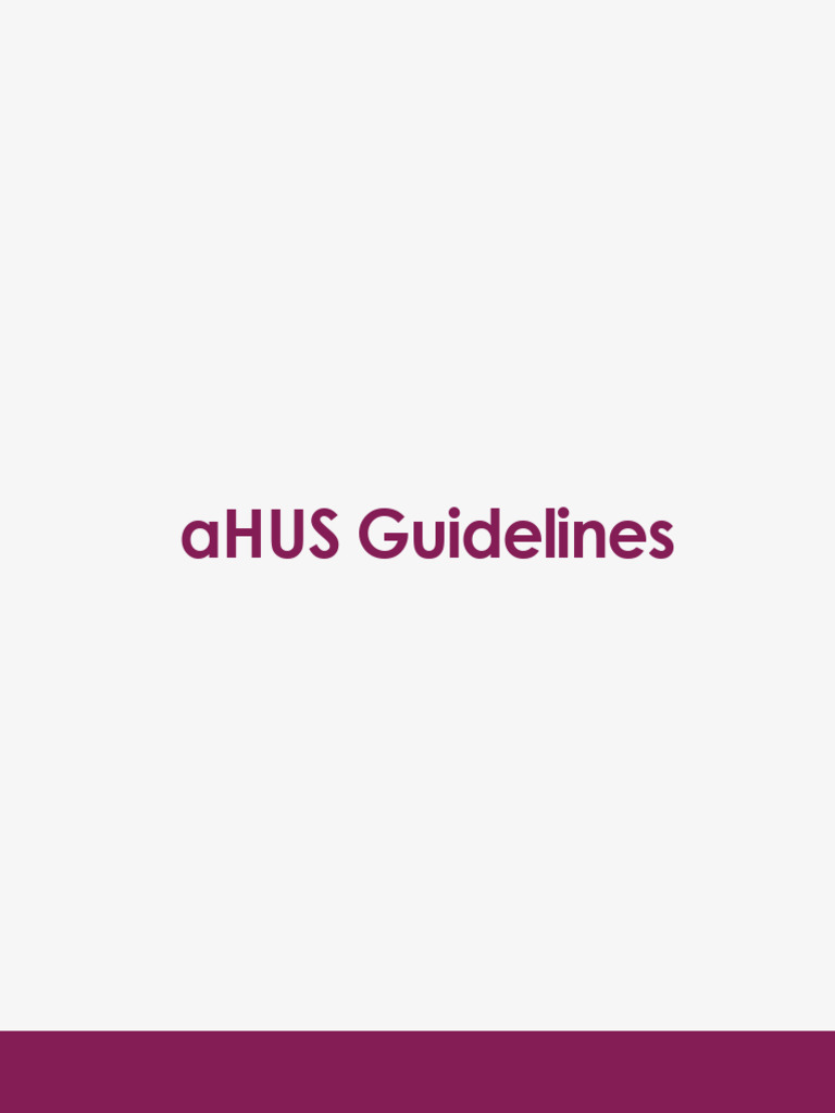 aHUS | PDF | Complement System | Clinical Medicine