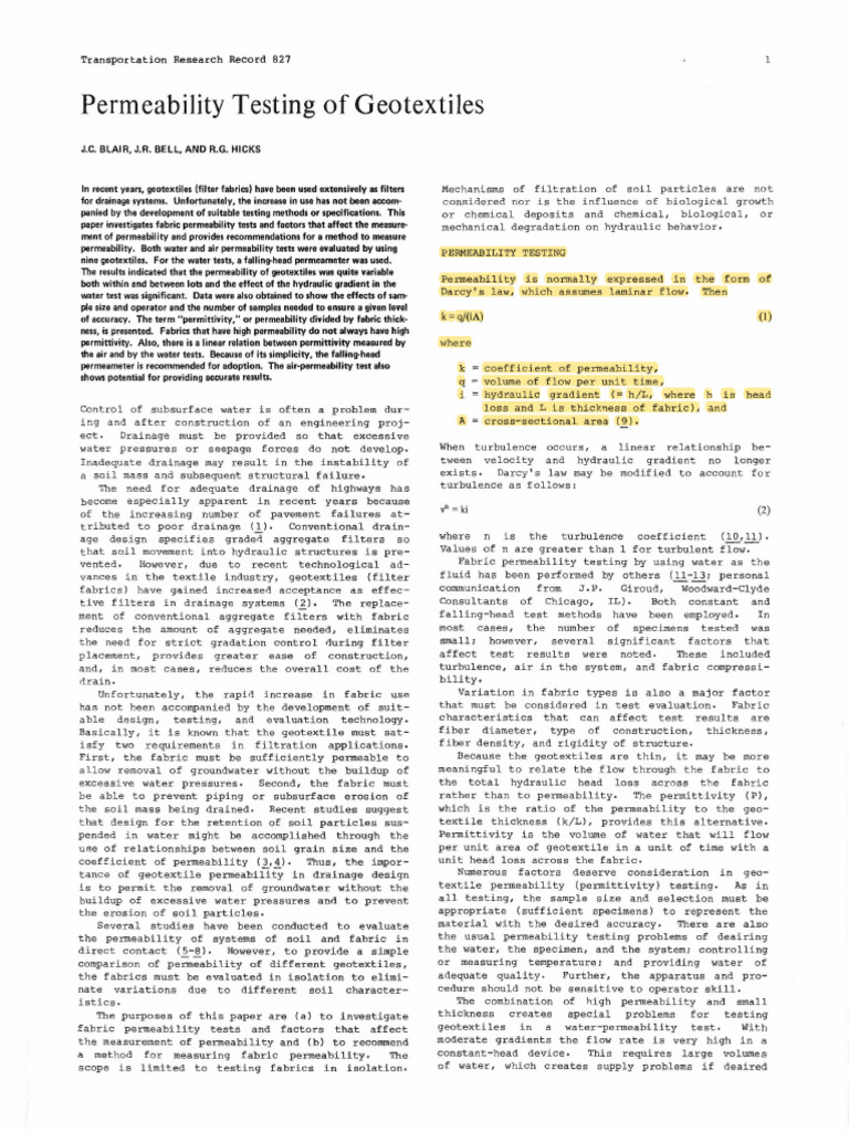 Paper on Permeability | PDF | Storm Drain | Textiles