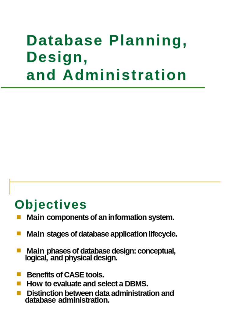 Lesson 4 Database Planning Design Administration | PDF | Databases ...