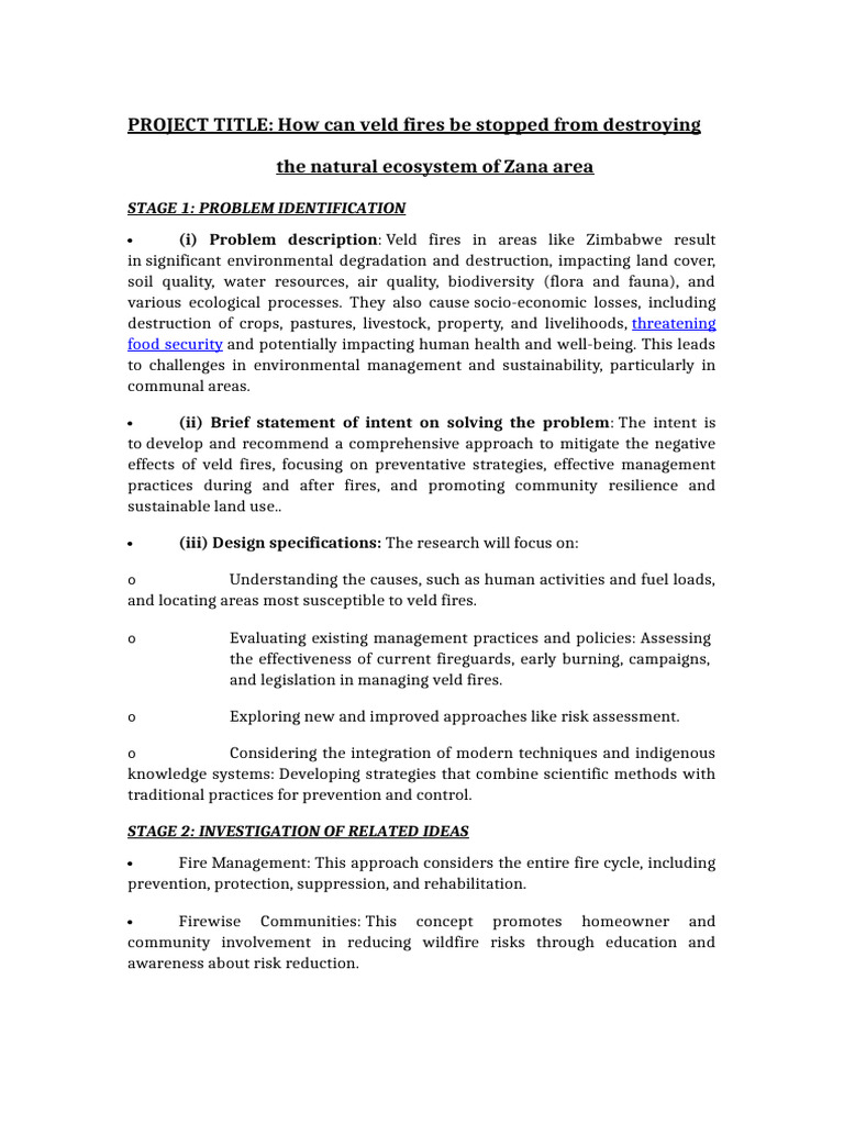 PROJECT 6_ veld fires | PDF | Wildfire | Sustainability
