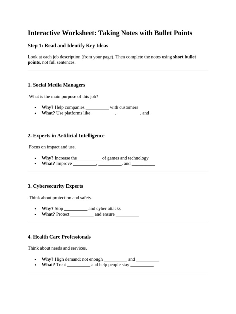 Interactive Worksheet 5eme Bullet Points (1) | PDF