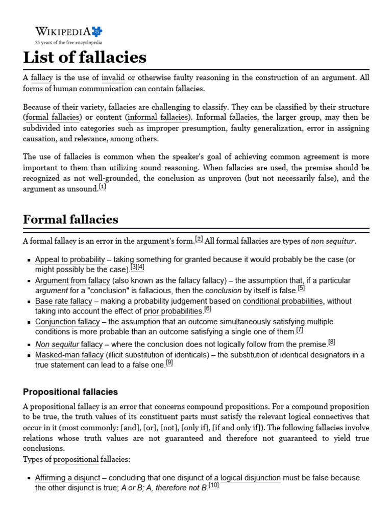 List of Fallacies - Wikipedia | PDF | Fallacy | Logic