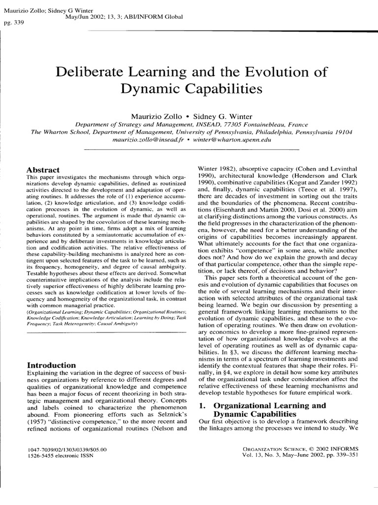 11 Deliberate Learning and the Evolution Of | PDF