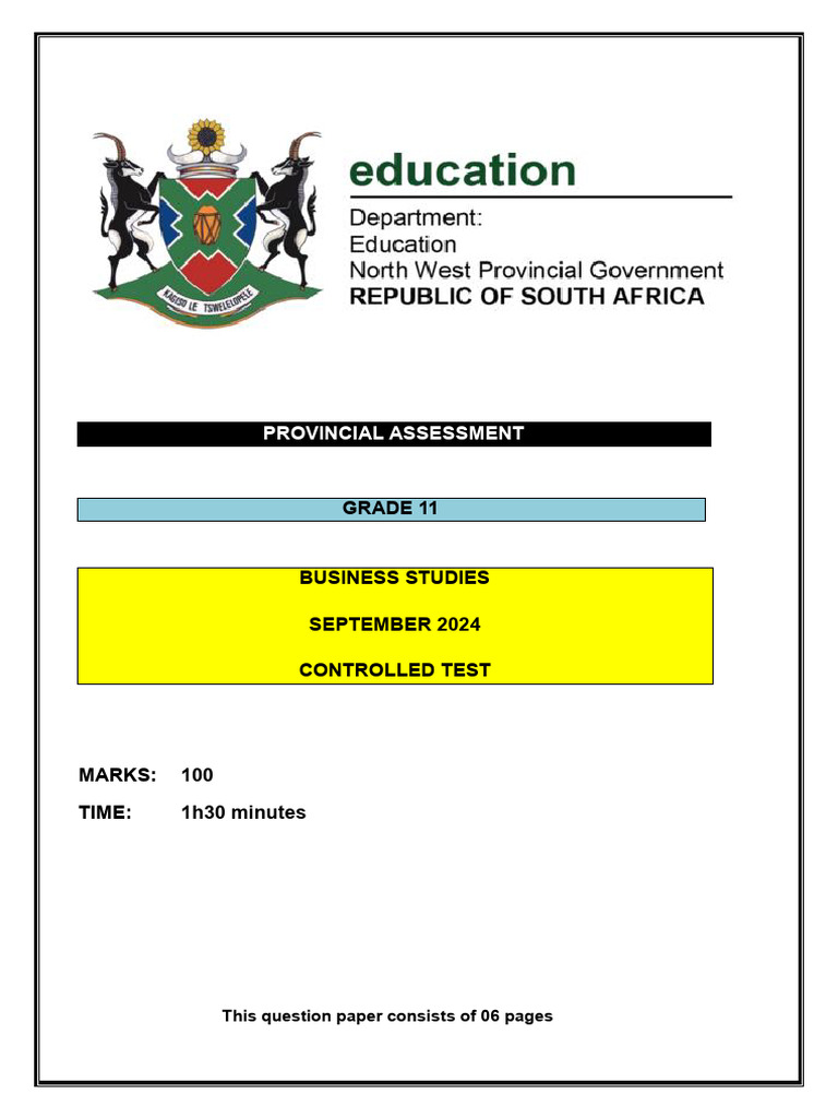 BSTD Gr11 Controlled Test 2024.Eng | PDF | Human Communication