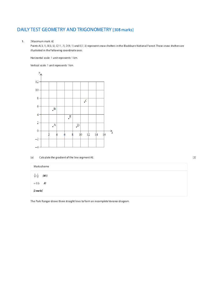 Daily Test Geometry and Trigonometry With Mark Scheme | PDF | Area | Euclid