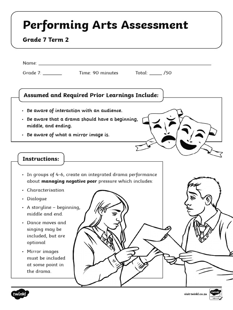Za CA 1747125844 Grade 7 Performing Arts Assessment Term 2 Ver 1 | PDF